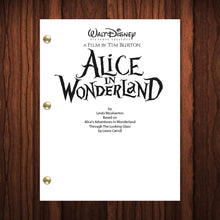 Load image into Gallery viewer, Alice In Wonderland Movie Script Reprint Full Screenplay Full Script Burton