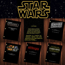 Load image into Gallery viewer, Star Wars Movie Script Collection Reprint Full Screenplay Full Script Star Wars 5 Classic Movie Scripts 5 Script Collection
