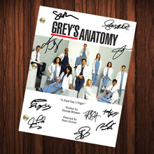 Load image into Gallery viewer, Greys Anatomy Signed Autographed Script Full Screenplay Full Script Reprint Ellen Pompeo Patrick Dempsey Shonda Rhimes