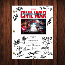 Load image into Gallery viewer, Captain America Civil War Signed Autographed Script Full Transcript Reprint Spiderman Tom Holland Stan Lee  Avengers
