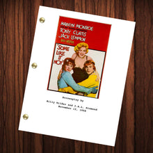 Load image into Gallery viewer, Some Like It Hot Movie Script Reprint Full Screenplay Full Script Billy Wilder Marilyn Monroe