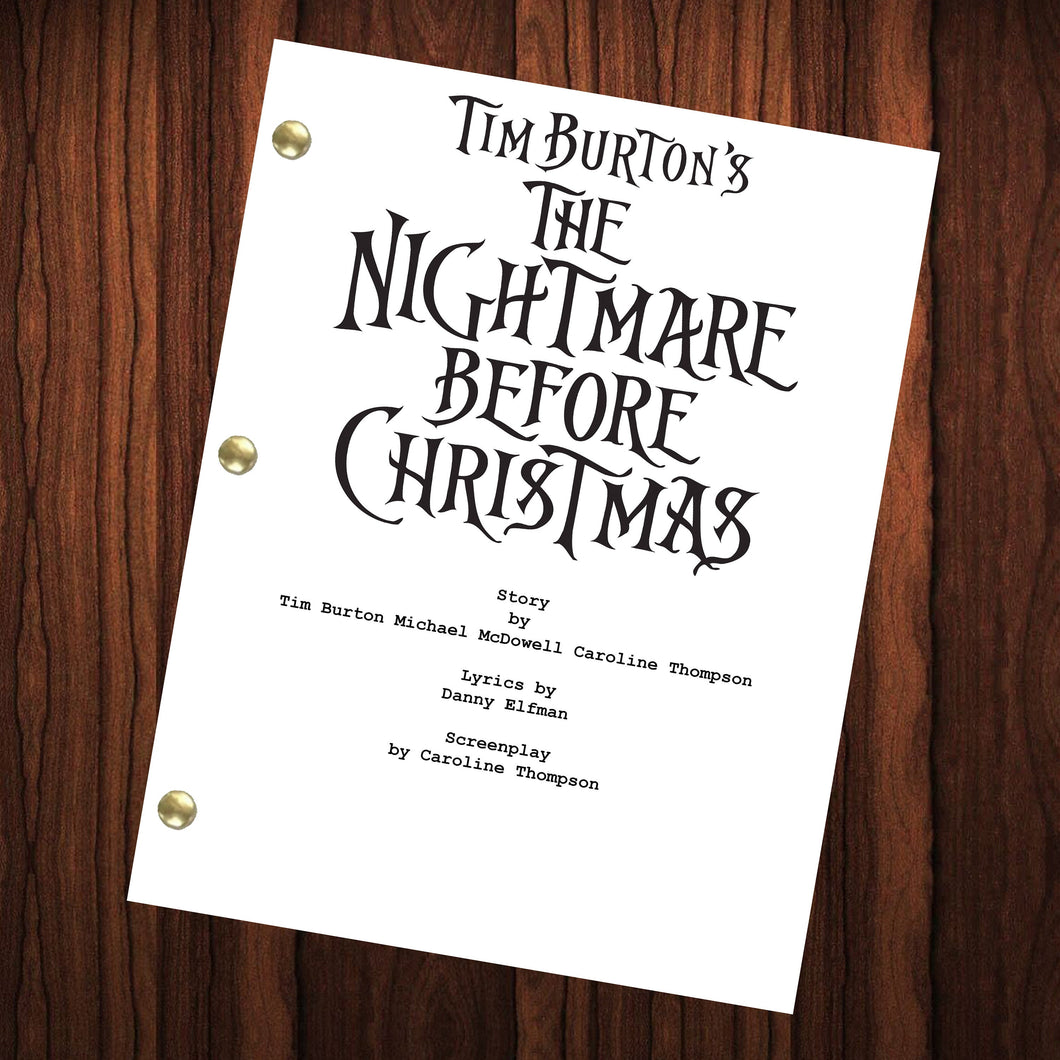 The Nightmare Before Christmas Movie Script Reprint Full Screenplay Full Script  Danny Elfman Tim Burton