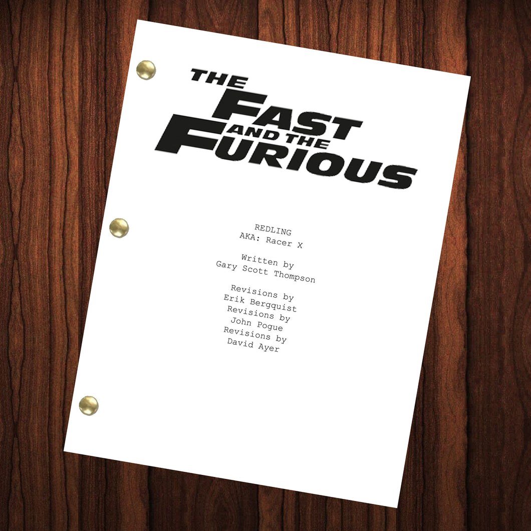 Fast & Furious Movie Script Reprint Full Screenplay Full Script The Fast And The Furious