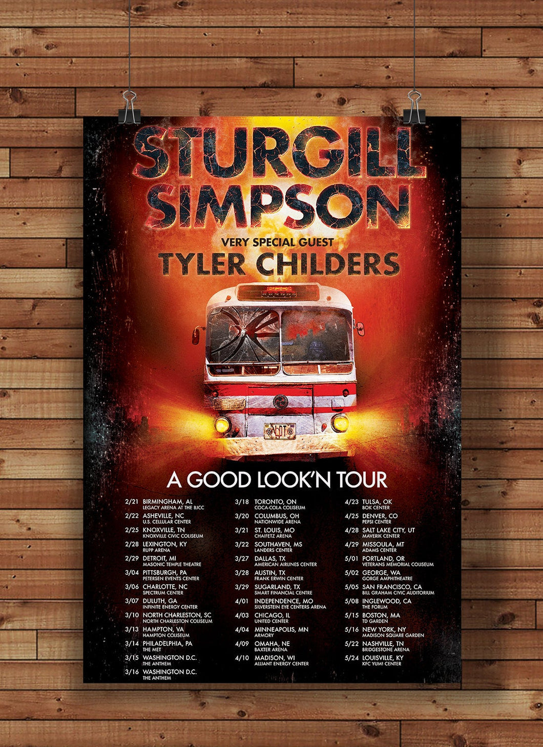 Sturgill Simpson Tour Poster A Good Look'n Tour 2019 Tyler Childers 12x18 Poster