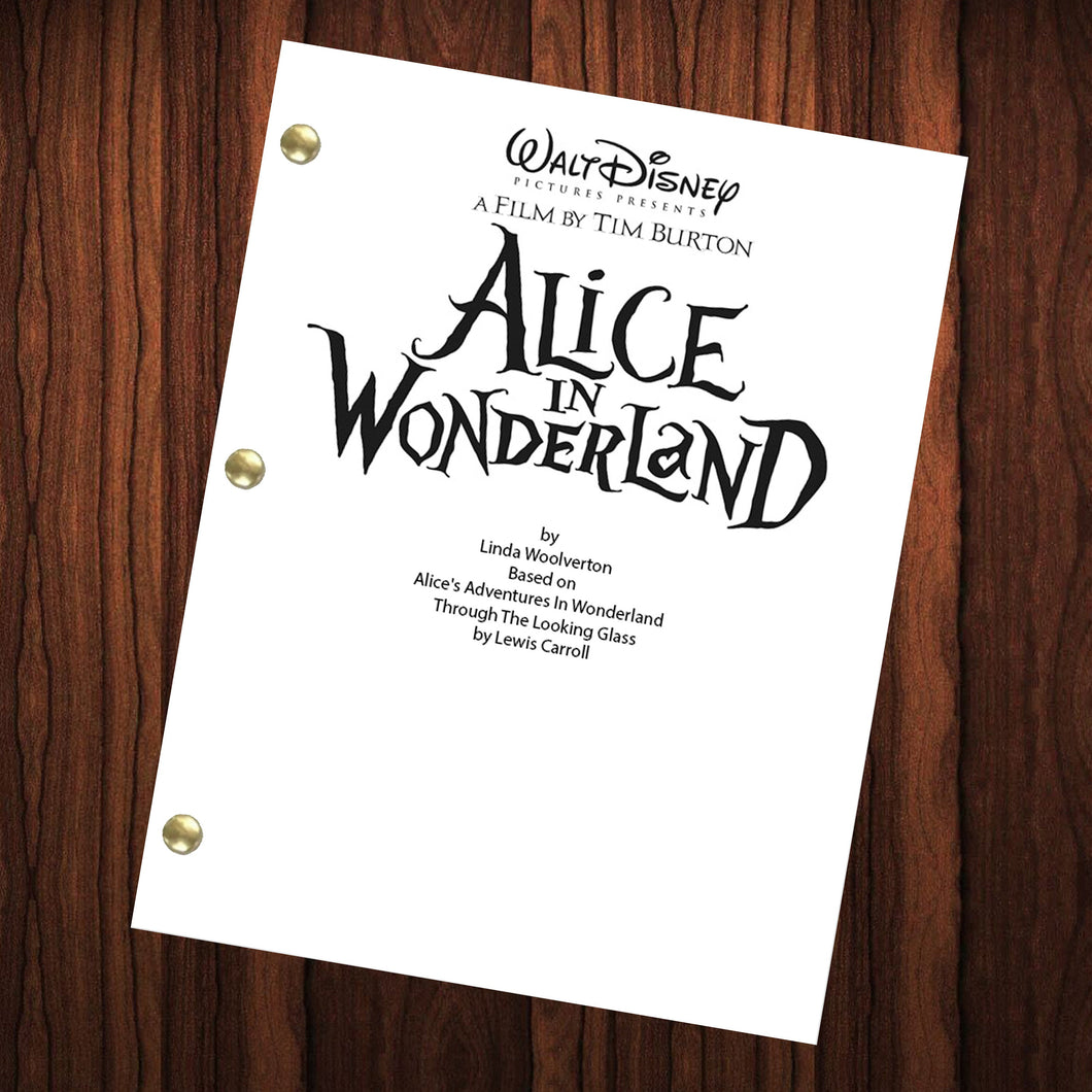Alice In Wonderland Movie Script Reprint Full Screenplay Full Script Burton