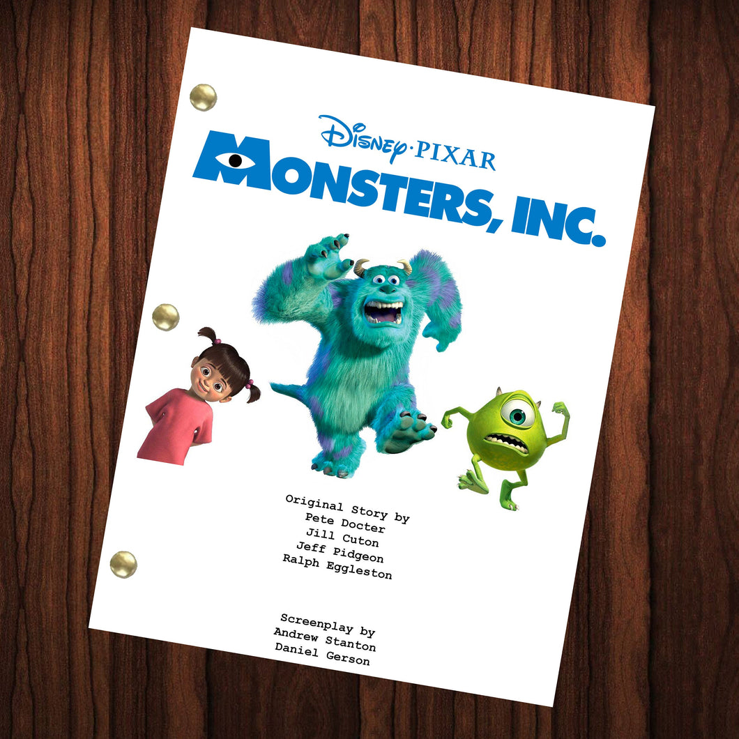 Monsters Inc. Movie Script Reprint Full Screenplay Full Script Disney Pixar