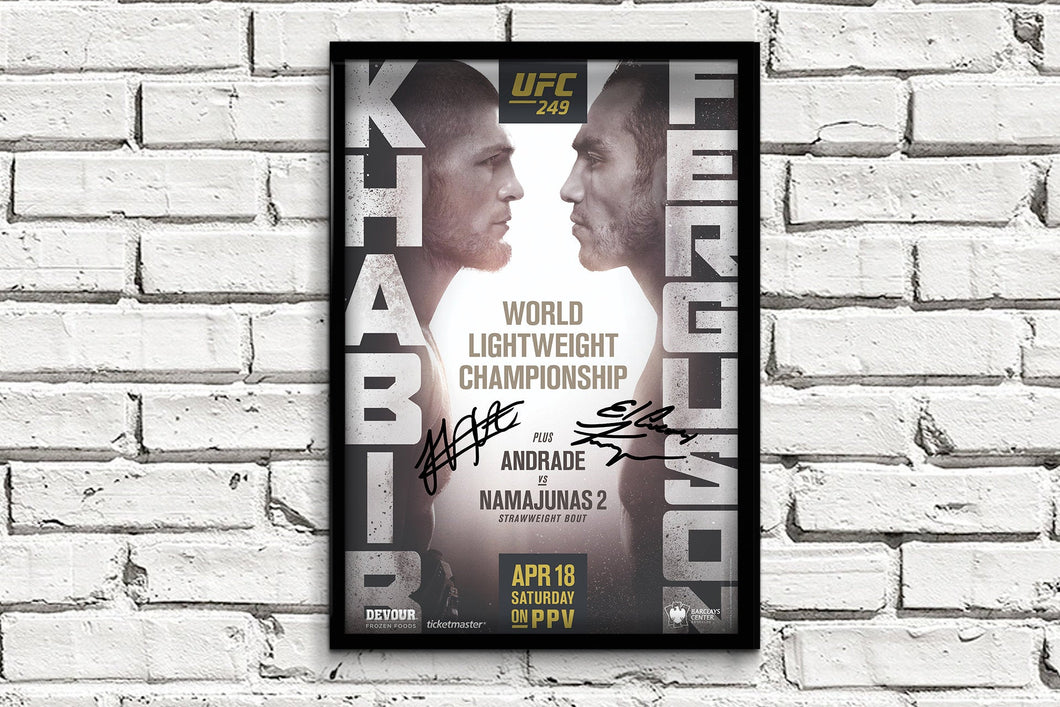 UFC 249 Autographed Signed Poster Khabib Nurmagomedov vs Tony Ferguson Reprint Khabib vs Ferguson