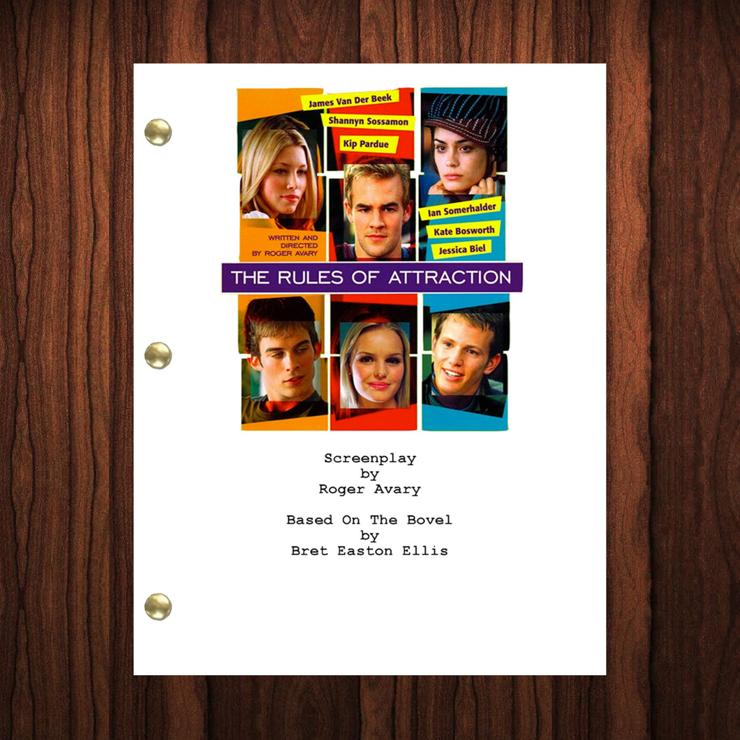 The Rules Of Attraction Movie Script Reprint Full Screenplay Full Script Ian Somerhalder