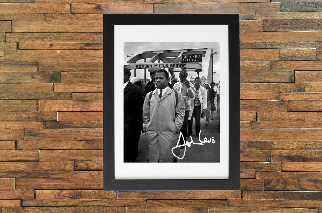 John Lewis Autographed Signed Reprint 8x10 Photo Poster Print Selma March Civil Rights Activist Martin Luther King Jr.