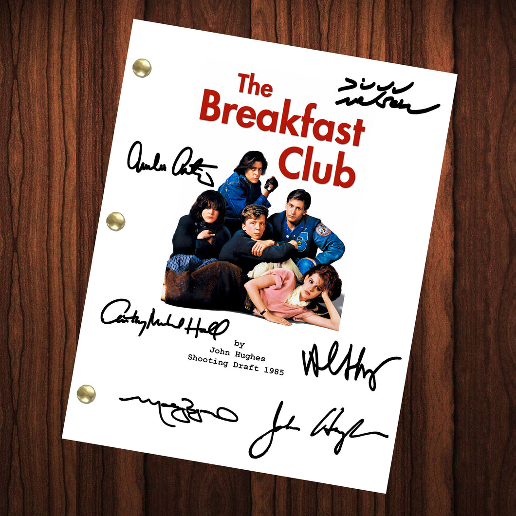 The Breakfast Club Movie Script Reprint Autographed Cast Signed Full Screenplay Full Script