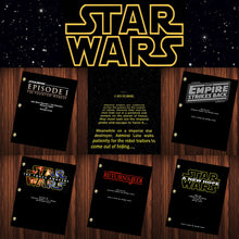 Load image into Gallery viewer, Star Wars Movie Script Collection Reprint Full Screenplay Full Script Star Wars 5 Classic Movie Scripts 5 Script Collection
