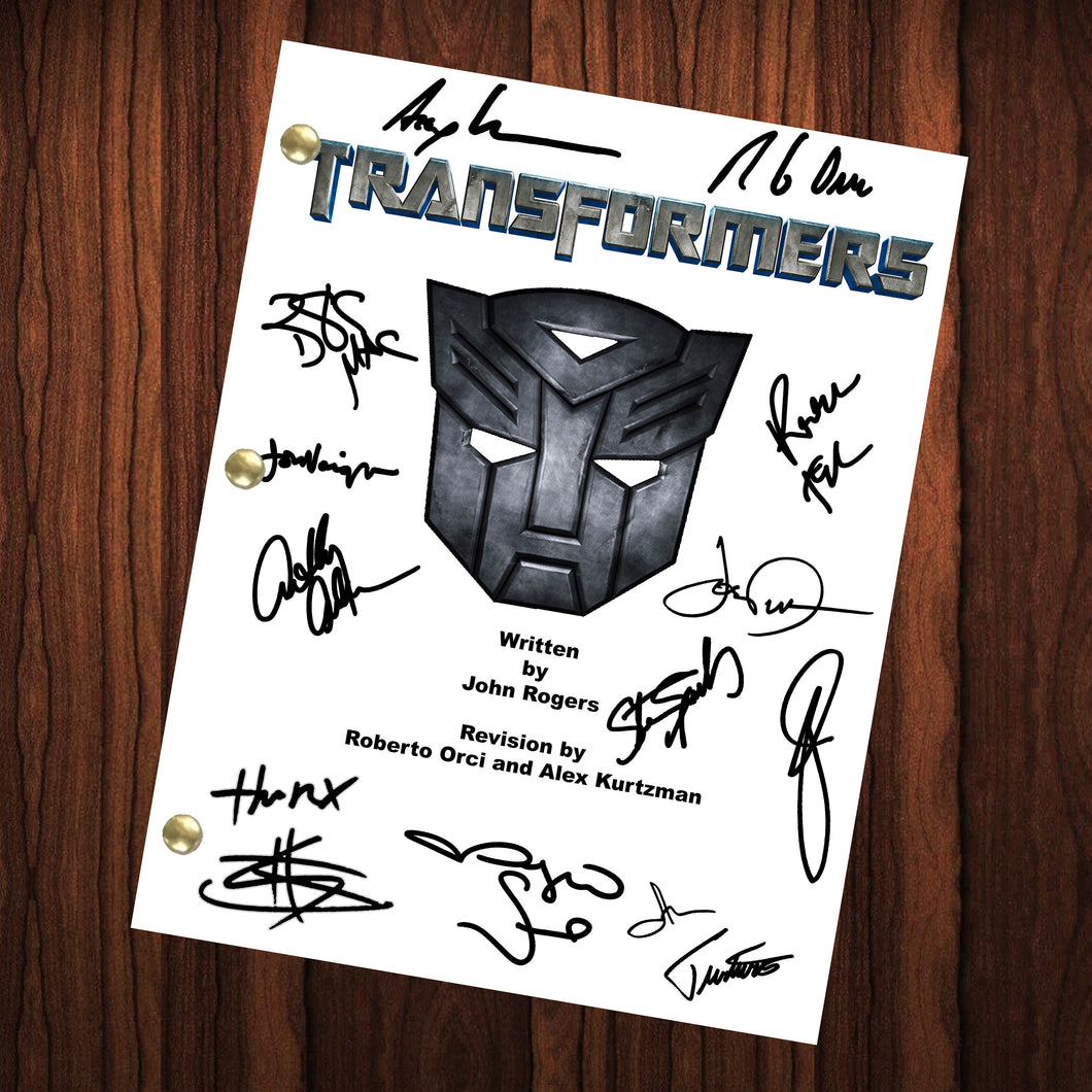 Transformers Autographed Signed Movie Script Reprint Full Screenplay Full Script Shia LaBeouf Megan Fox Transformers Movie Steven Spielberg