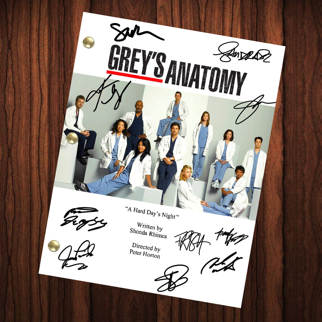 Greys Anatomy Signed Autographed Script Full Screenplay Full Script Reprint Ellen Pompeo Patrick Dempsey Shonda Rhimes