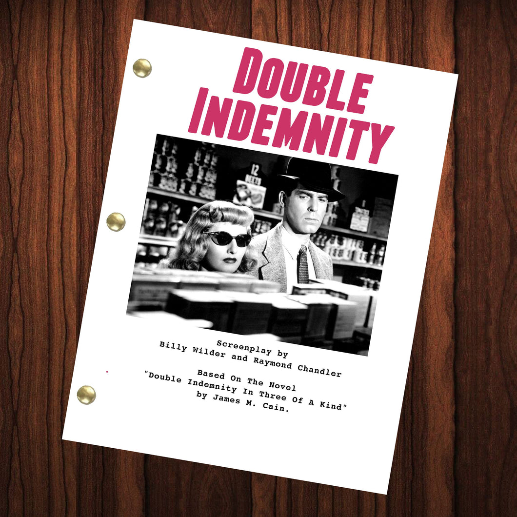 Double Indemnity Movie Script Reprint Full Screenplay Full Script