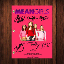 Load image into Gallery viewer, Mean Girls Autographed Signed Movie Script Reprint Lindsay Lohan Rachel McAdams Regina George Autograph Reprint Full Screenplay Full Script
