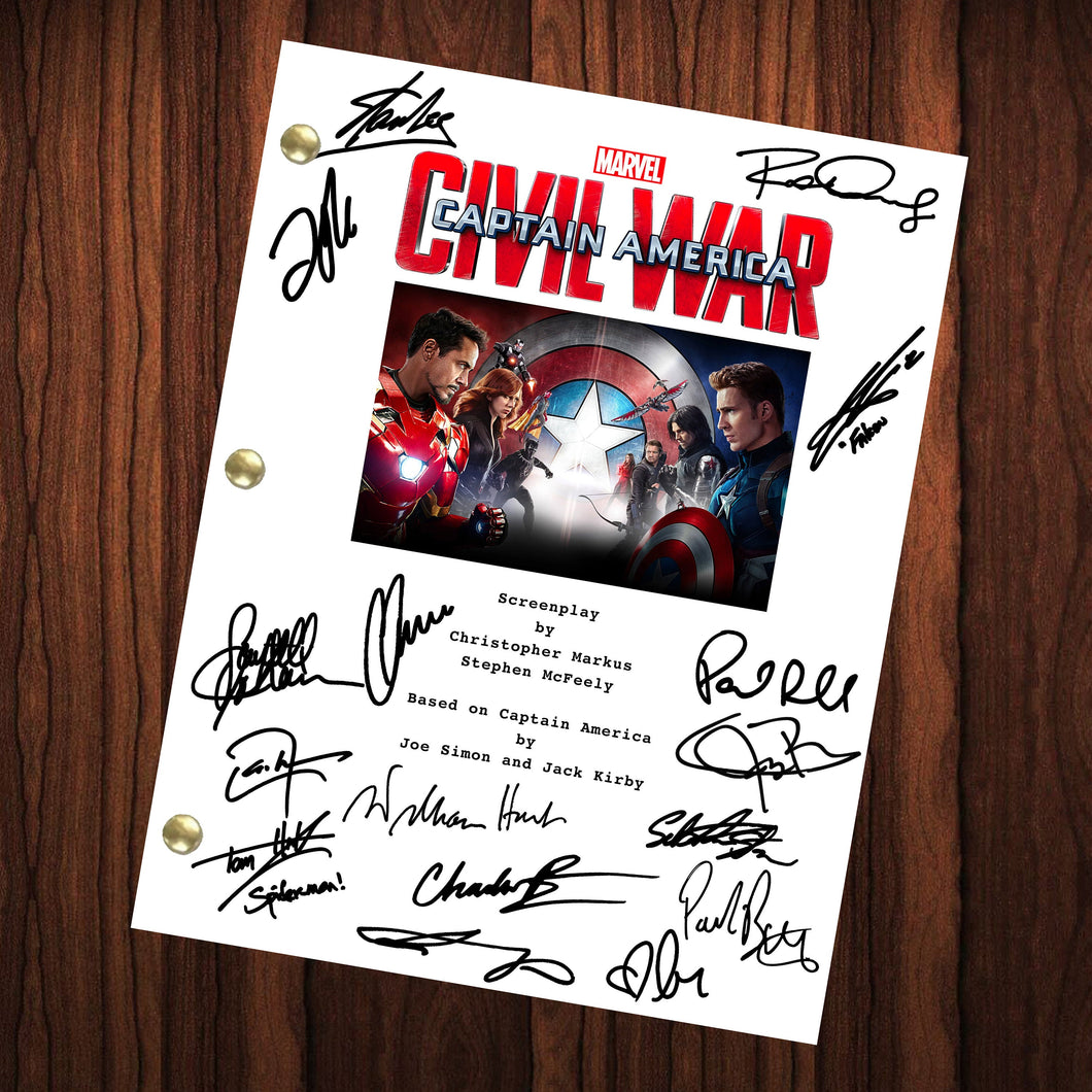 Captain America Civil War Signed Autographed Script Full Transcript Reprint Spiderman Tom Holland Stan Lee  Avengers