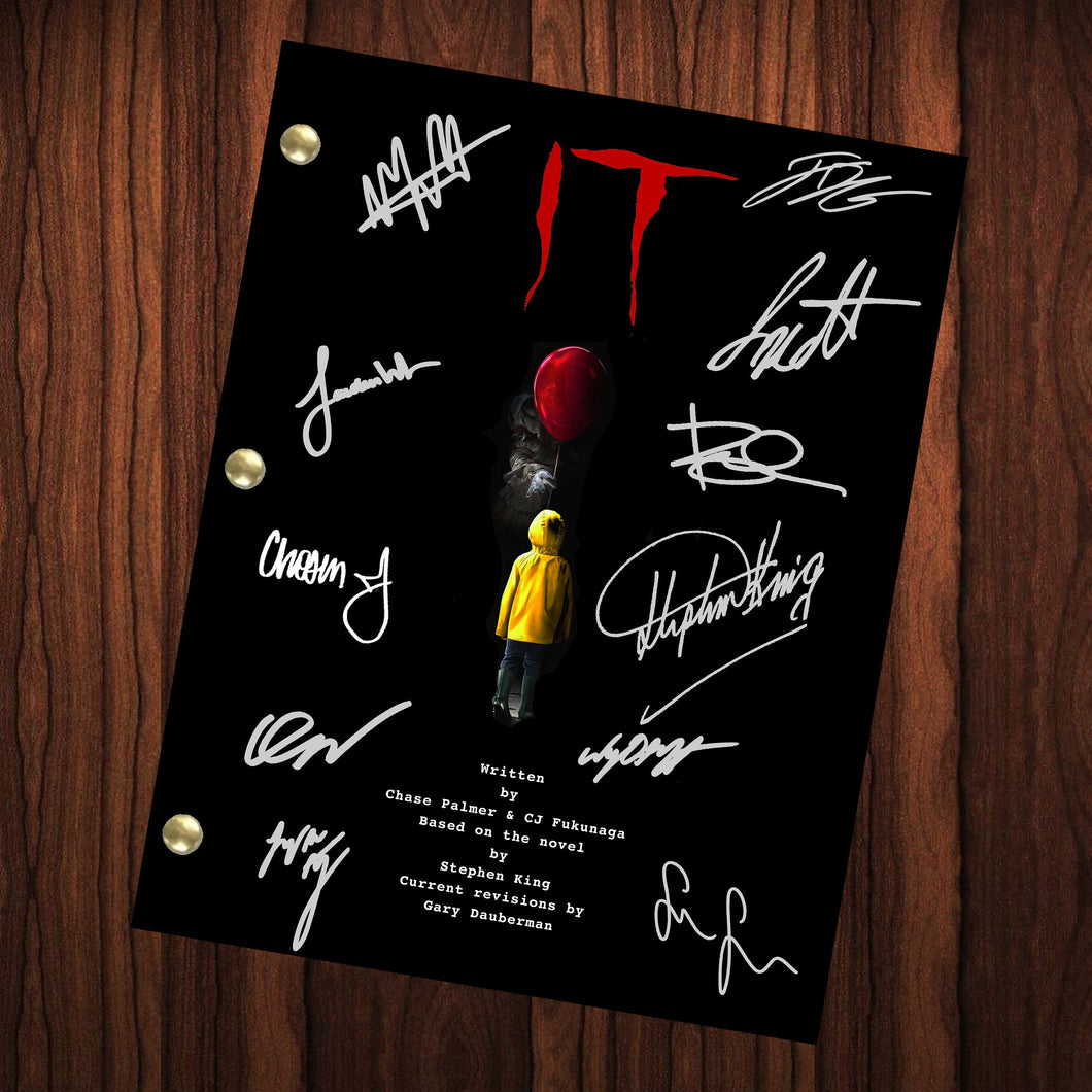 IT Movie Autographed Signed Movie Script Reprint Full Screenplay Full Script Stephen King Bill Skarsgård Pennywise Killer Horror Film