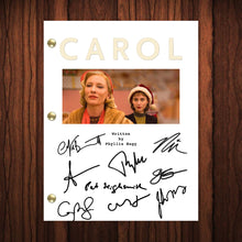 Load image into Gallery viewer, Carol Autographed Signed Movie Script Reprint Full Screenplay Full Script Cate Blanchett Rooney Mara Patricia Highsmith
