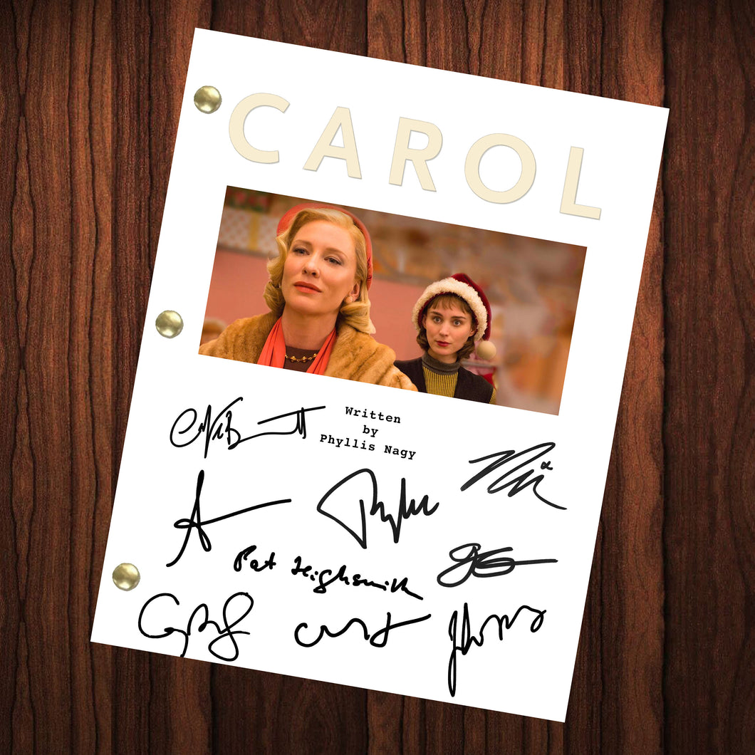 Carol Autographed Signed Movie Script Reprint Full Screenplay Full Script Cate Blanchett Rooney Mara Patricia Highsmith